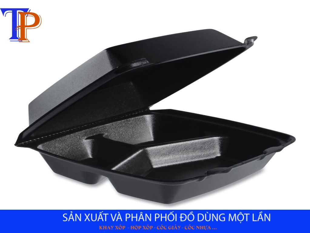 Hộp xốp màu đen 3 ngăn