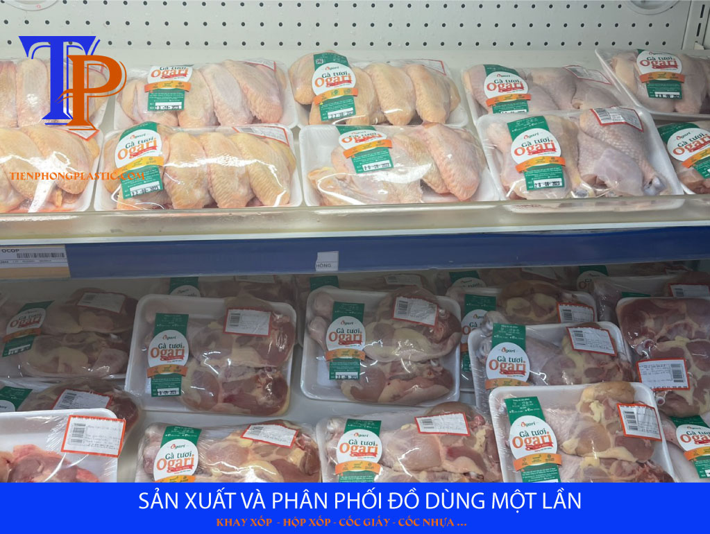 Khay xốp bảo quản, trưng bày thực phẩm trong siêu thị