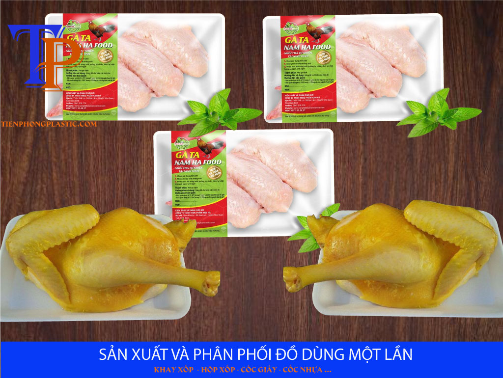 Khay xốp đựng thịt gà 