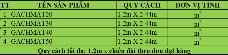 Quy cách gạch mát chống nóng PU Foam